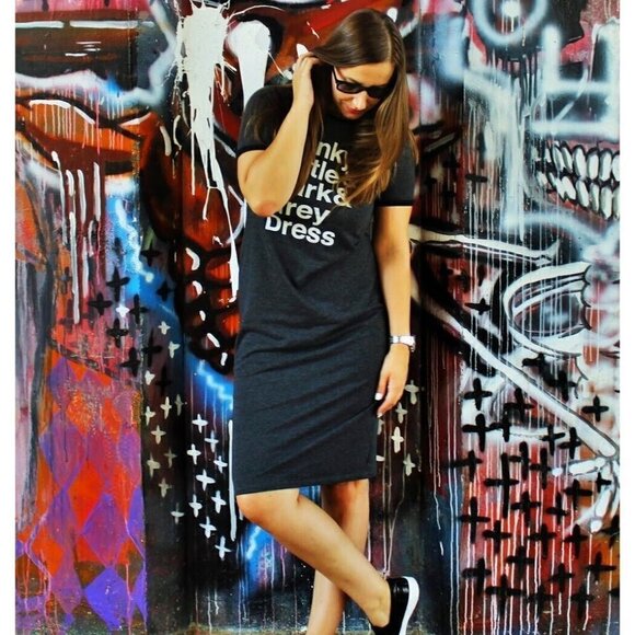 TRF by Zara Funky Little Dark Grey Dress Knee Length T-Shirt Women's Small - Picture 2 of 6